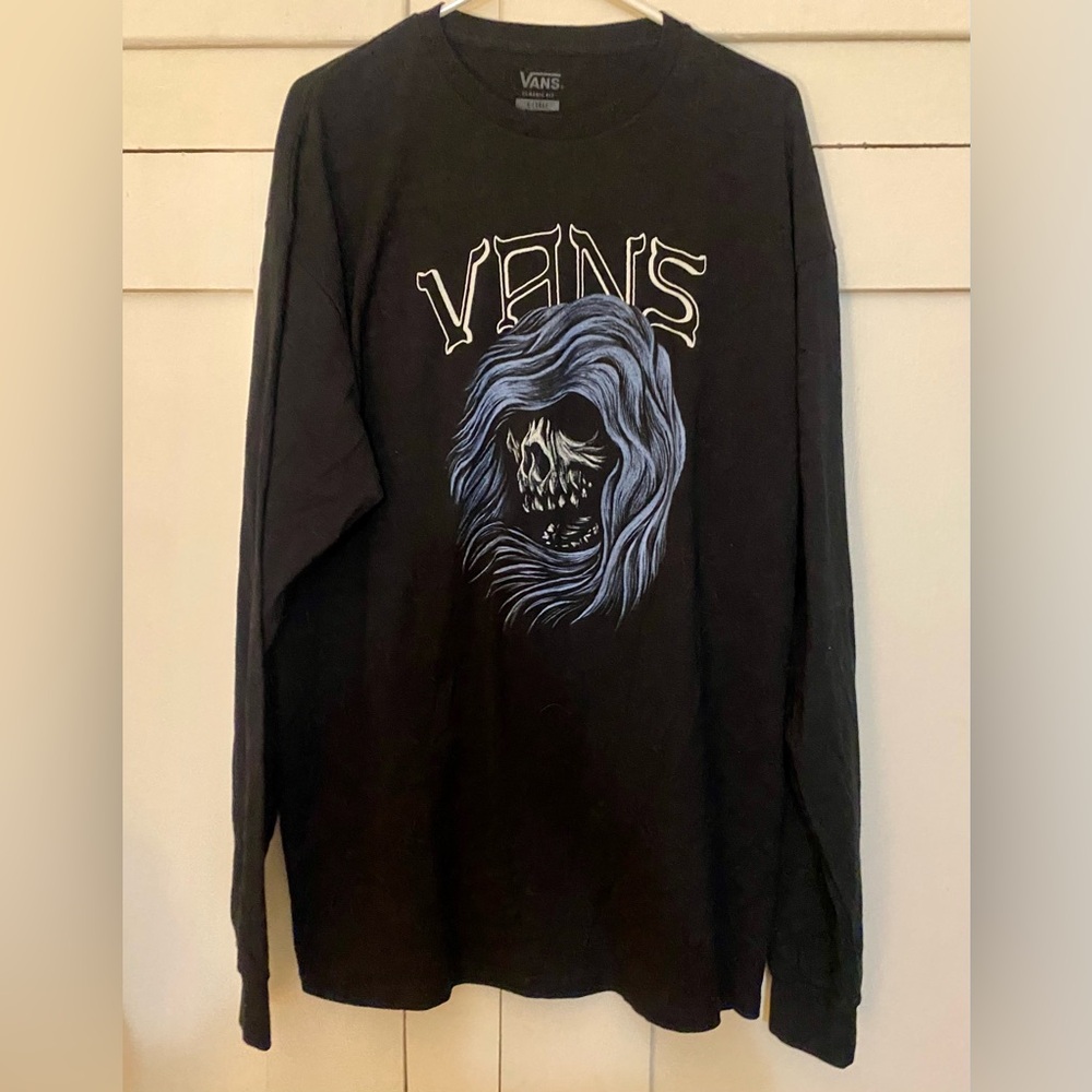 Vans Black and Blue Skull Graphic Long Sleeve Tee - Picture 4 of 6